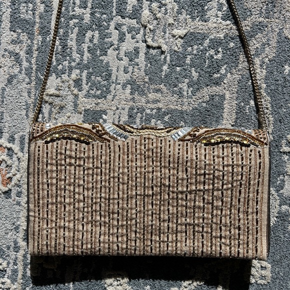 Lulu's Beaded Clutch - Brown and Gold - Picture 3 of 9